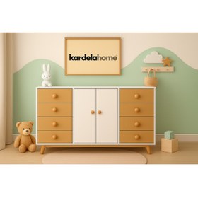 Resim Kardelahome Kardela %100 Mdf 8 Çekmeceli 2 Kapaklı Geniş Bebek & Çocuk Şifonyer 