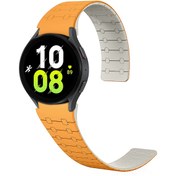 Resim Galaxy Watch 6 40mm Zore KRD-111 20mm Çizgili Desenli Silikon Kordon-Turuncu 