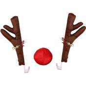 Resim Mufunye Noel Araba Dekorasyonu Boynuzları Araba İçin Noel Dekorasyonları Klips Tipi Elk Boynuzu Dekorasyonu Araba Kolye 