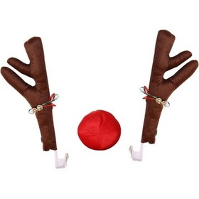Resim Mufunye Noel Araba Dekorasyonu Boynuzları Araba İçin Noel Dekorasyonları Klips Tipi Elk Boynuzu Dekorasyonu Araba Kolye 