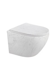 Resim Lena - Asma Klozet Mermer Desenli Mat Beyaz Kapak Dahil Outlet - Et-w1200m8- Beyaz 