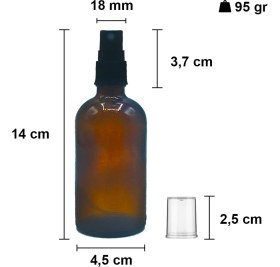 Resim Afracam 100 cc Amber Sprey Kapaklı 100 ml Siyah Fısfıs Kolonya Dezenfektan Cam Şişe 20 Adet 