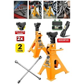 Resim 2000kg Kapasiteli 4 Ayaklı Kriko Standı + 4'lü Bijon Seti 