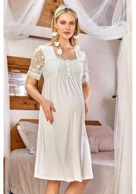 Resim Cossy By Aqua 24168 Çiçek Detaylı Hamile Lohusa Gecelik 