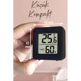 Resim ByKurt Sıcaklık Nem Ölçer Termometre Higrometre Mini LCD Dijital - Duvara Takılabilir Siyah 