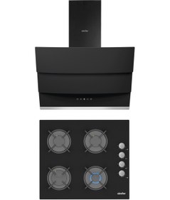 Resim Simfer Siyah Cam Ankastre Set (Ocak + Davlumbaz) 