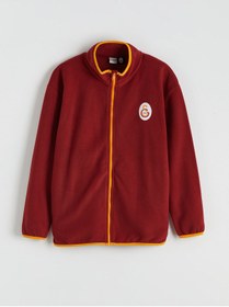 Resim LC Waikiki Kırmızı Dik Yaka Galatasaray Nakışlı Erkek Çocuk Polar Hırka 