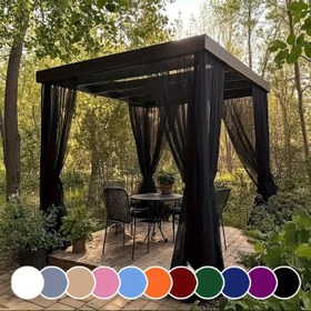 Resim Tek parça paket, ayarlanabilir perspektifli dış mekan perdeleri, nefes alabilen fileli gazlı bez, çubuk cepli, veranda, kulübe, arka bahçe, sundurma ve çardak dekorasyonu için uygun, ayrıca iç mekan sivrisinek ağı, düğün sahne dekorasyonu için uygun, miktar tek parça paket 