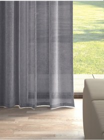 Resim Koyu Gri Renk Keten Görünümlü Düz Tül Perde Ütü Istemez Koyu Gri 