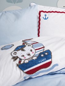 Resim Cotton Box Punch Nakışlı Bebek Nevresim Takımı Miniyo Mavi 