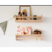 Resim Babyroomstore Montessori Kitaplık Çocuk Bebek Odası Rafı Ahşap Kitaplık Askılık 60CM 2li Ters Düz Raf 