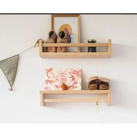 Resim Babyroomstore Montessori Kitaplık Çocuk Bebek Odası Rafı Ahşap Kitaplık Askılık 60CM 2li Ters Düz Raf 