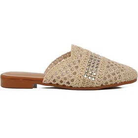 Resim Bej Triko Hafif Önü Kapalı Kadın Terlik Pc-54712 Z Bej 