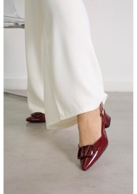 Resim Kr7059 Model Yeni Sezon 3 CM Topuklu Tokalı Topuklu Ayakakbı Bordo.rgn Bordo 