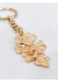 Resim Gold Metal Yaprak Tasarımlı Şık Anahtarlık & Çanta Aksesuarı Çok Renkli 