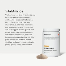 Resim Momentous Vital Aminos Powder BCAA & EAA NSF Certified for Sport - GMO- & Gluten-Free - 30 Servings 