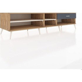 Resim Kronos Tv Ünitesi 2 Raflı Tek Çekmeceli 220x59x51 Çam-aytaşı/antrasit Aytası/antrasıt - Atlas Çam 