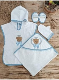 Resim Bebek Banyo Havlusu%100 Pamuklu Başlıklı Havlu Pareo Hediyelik Yumuşacık Su Emici Nakışlı 