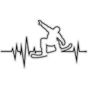 Resim Rfhlm165 Reflektif Snowboard Temali Kalp Ritmi Sticker 