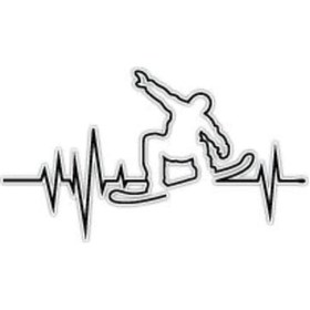 Resim Rfhlm165 Reflektif Snowboard Temali Kalp Ritmi Sticker 