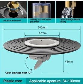 Resim Tongdashop Universal Siyah Plastik Duş Gideri Tıkacı - Koku Önleyici Ayarlanabilir Hızlı Drenaj 