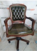 Resim Masifart Newyork Ahşap Klasik Ofis Çalışma Koltuğu Ceviz Makam Koltuğu 