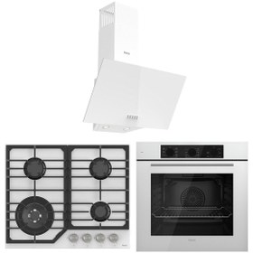 Resim Ferre Flowart NT Asimetrik Seriisi 3'lü Beyaz Ankastre Set ( QBL62CB-NT026-D087 ) 