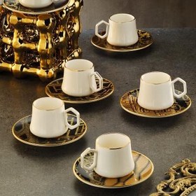 Resim Sandro Moreno 1453 Kariye Geometrik Gold 12 Parça 6 Kişilik Kahve Fincan Takımı 90 ml 