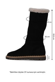 Resim Bueno Shoes Siyah Süet Kadın Düz Çizme 01wf3906 
