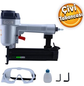 Resim Gison GPF1650 Çivi Tabancası Havalı Tekli Emniyet Mandalı Çivi Çakma Döşeme Tabancası 
