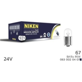 Resim Niken 24v 67 Ampul R5w Ba15s 10 Lu 