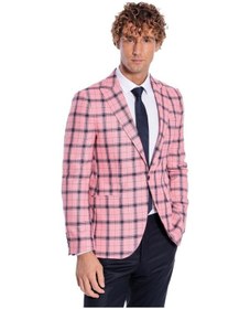Resim Wessi Ekose Desenli Slim Fit Pembe Erkek Ceket 001 