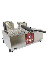 Resim AKİNOX Fritöz 8+8 Litre Çiftli Patates Kızartma Patso Makinesi Airfryer Büfe Tipi Fritöz Sanayi Tipi Fritöz 