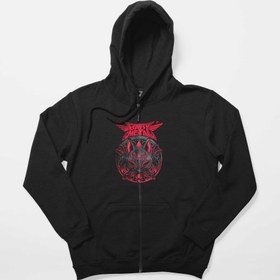 Resim Babymetal Maneki Neko Siyah Fermuarlı Kapşonlu Sweatshirt - 5XL / Siyah 