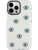Resim shoptocase Iphone 14 Pro Max Uyumlu Lens Korumalı Anti Shock Mavi Gözler Tasarımlı Telefon Kılıfı 