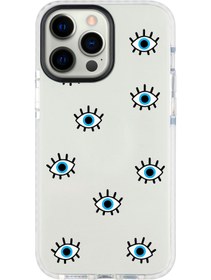 Resim shoptocase Iphone 14 Pro Max Uyumlu Lens Korumalı Anti Shock Mavi Gözler Tasarımlı Telefon Kılıfı 