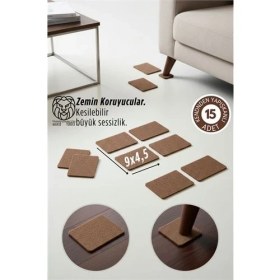 Resim 15’li Premium Zemin Koruyucu Keçe 9X45 cm Mobilya Ayak Koruyucu Nemere 