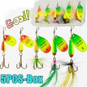 Resim 5 Adet Metal Spinnerbaits Olta Takımları, Çok Renkli Metal Spinnerlar, Levrek, Alabalık, Kedi Balığı, Sardalya, Somon, Haring, Izi, Pike, Kızılbalık ve Daha Fazlası İçin Taze Su ve Tuzlu Su Olta 