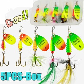 Resim 5 Adet Metal Spinnerbaits Olta Takımları, Çok Renkli Metal Spinnerlar, Levrek, Alabalık, Kedi Balığı, Sardalya, Somon, Haring, Izi, Pike, Kızılbalık ve Daha Fazlası İçin Taze Su ve Tuzlu Su Olta 
