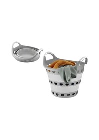 Resim Katlanabilir Silikon Çamaşır Sepeti, Akordiyon 14 Litre Katlanır Çamaşır Sepeti Gri - Beyaz 