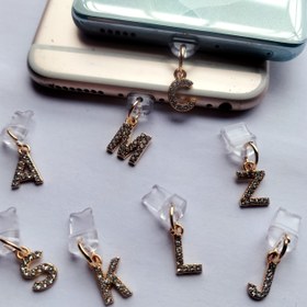 Resim 1 adet Taşlı Harf Telefon Toz Fiş Çengeli, A-Z İngilizce Alfabesi Alaşımlı Telefon Çengeli, Zarif/Tasarımcı/Çengel/Yaratıcı Doğum Günü/Tatil Hediyesi, iPhone/Type-C Portu için Uygun 