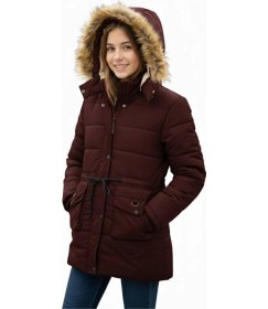 Resim Baglan Kız Çocuk Kapüşonlu Mont Bs-2022 Bordo 