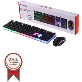 Resim Torima TMK-03 Gaming Rgb Işıklı Kablolu Q Klavye Ve Mouse Seti Siyah 