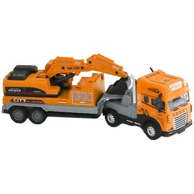 Resim Klx800-248 Sürtmeli Işıklı Müzikli 1:24 Kazıcı Taşıyan Tır -vardem Oyuncak 
