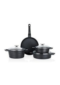 Resim 7 Parça Döküm Tencere Seti Cam Kapak 