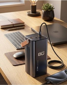 Resim Yüksek Kapasiteli Powerbank 80000 Mah Hızlı Şarj Özellikli Çok Portlu Taşınabilir Şarj Cihazı Antrasit Melanj 