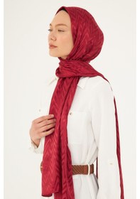 Resim Mirsoy Scarf Zikzak Desen Parlak Jakar Şal - Vişne Çürüğü Vişne Çürüğü 