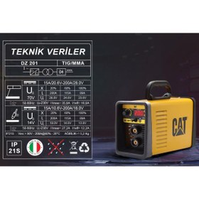Resim Cat DZ201T 200 Amper TIG LIFT/MMA Çanta Tipi Profesyonel Dijital İnverter Kaynak Makinesi + DX37 