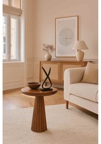 Resim Masif Ahşap Tekli Mantar Sehpa Doğal Dekoratif Yan Sehpa - Açık Ceviz Renk Açık Ceviz 