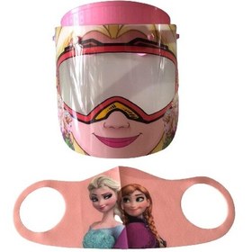 Resim Gürbey Elsa Baskılı Çocuk Siperlik + Elsa Desenli Çocuk Maske 